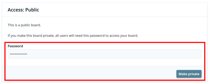 Adding a password to your feedback board