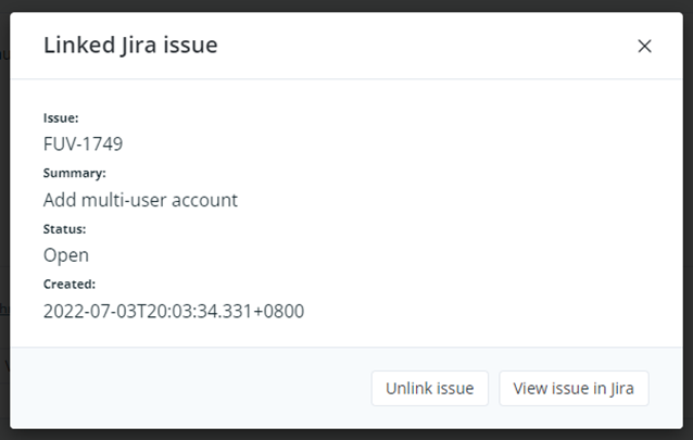 Screenshot of Feature Upvote’s ‘View linked Jira issue’