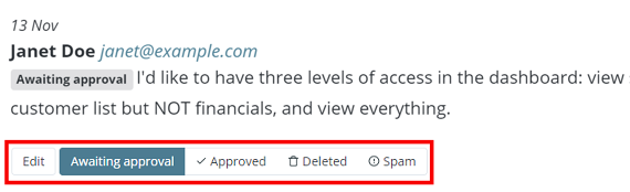 One-click comment moderation