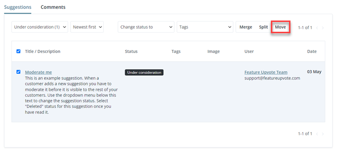 move suggestion feature on moderation page